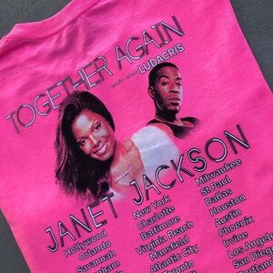 2023 Janet Jackson ft Ludacris Together Again Concert Tour Pink Tee Size Large